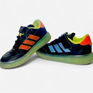 Adidas Kids Courtblock Sneakers | Black Neon | Size 11